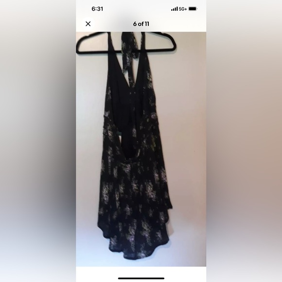 NEW Wild Fable Juniors XXL Black Floral Crepe Halter Dress Lined Tie Around Neck - Picture 6 of 11